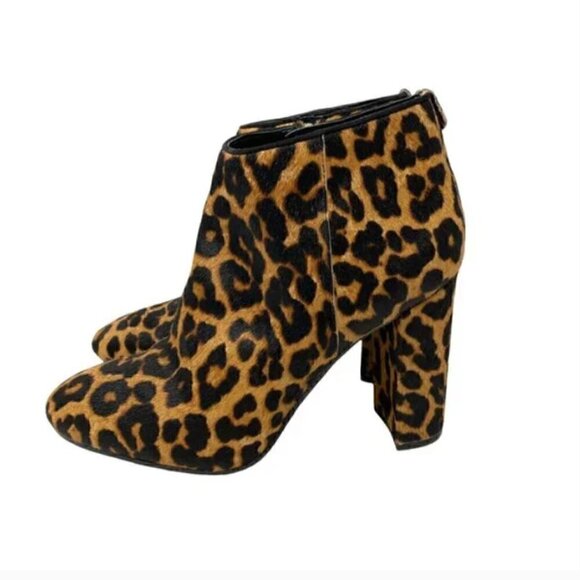 Sam Edelman Cambell Leopard Print Calf Hair Round Toe Ankle Boots - Size 8.5 - Picture 2 of 10